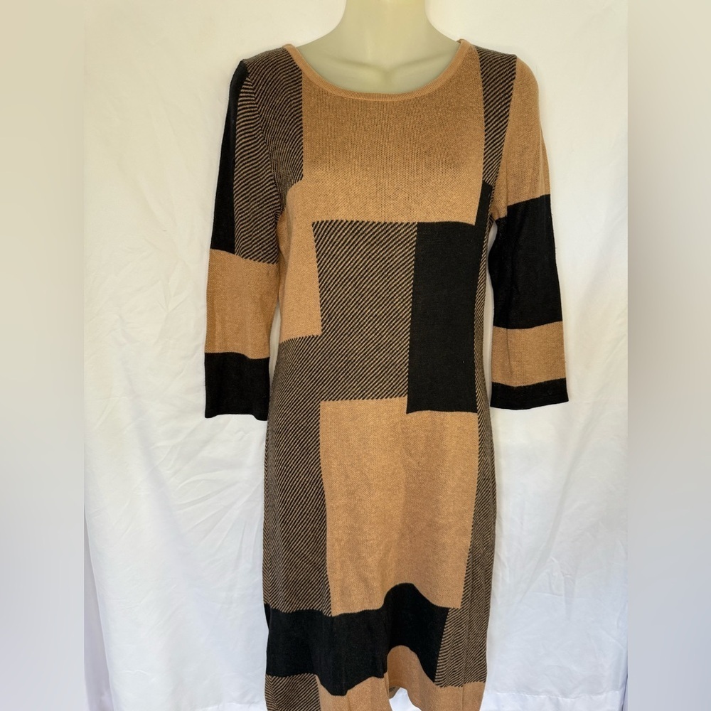 🖤 Spense Knit Geometric Sweater Dress – Size S – Cozy Meets Modern Chic 🖤